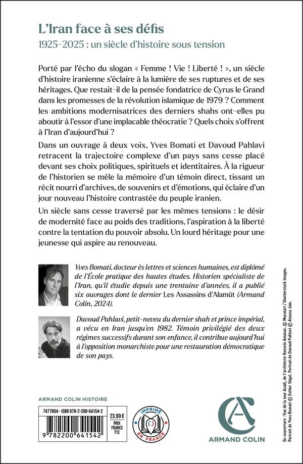 Quatrième de couverture de « L'Iran face à ses défis : 1925-2025, un siècle d'histoire sous tension »