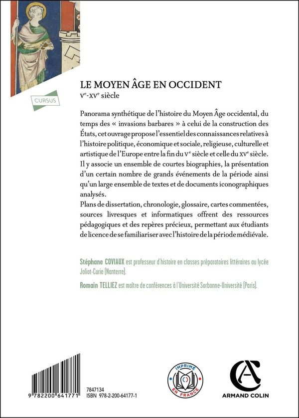 Quatrième de couverture de « Le Moyen âge en Occident : Ve-XVe siècle »
