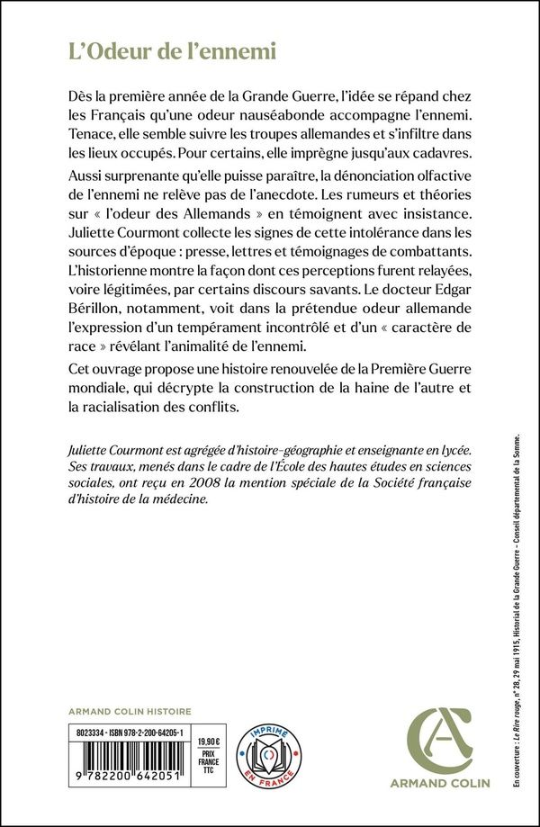 Quatrième de couverture de « L'odeur de l'ennemi : fabriquer la haine de l'autre »