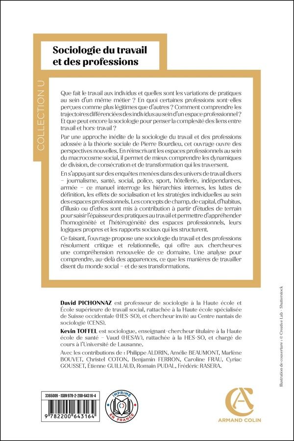 Quatrième de couverture de « Sociologie du travail et des professions »