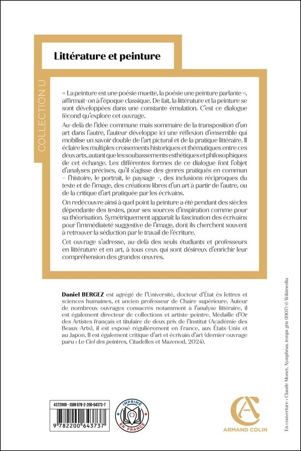 Quatrième de couverture de « Littérature et peinture »