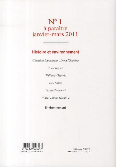 Quatrième de couverture de « ANNALES. HISTOIRE, SCIENCES SOCIALES - VOL. 65 (6/2010) »