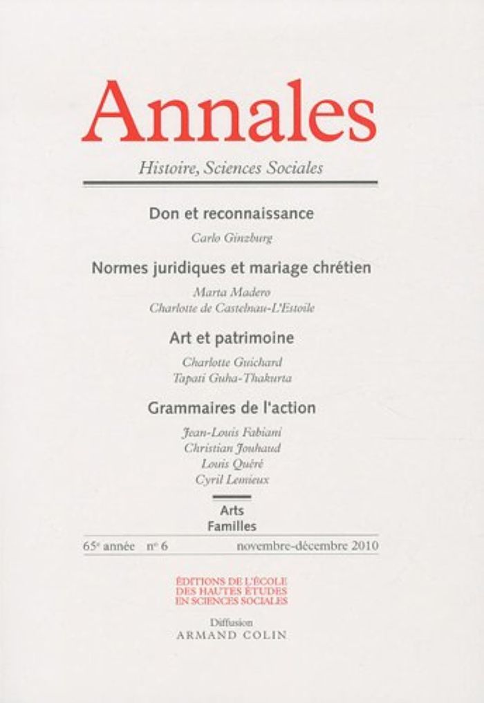 Couverture du livre « ANNALES. HISTOIRE, SCIENCES SOCIALES - VOL. 65 (6/2010) » de Xxx, librairie Les Contes Infusés à Corte