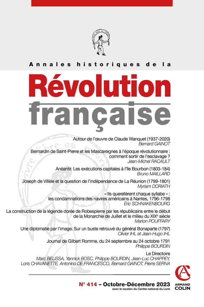 Couverture du livre « ANNALES HISTORIQUES DE LA REVOLUTION FRANCAISE N 414 4/2023 - VARIA » de Collectif, librairie Les Contes Infusés à Corte