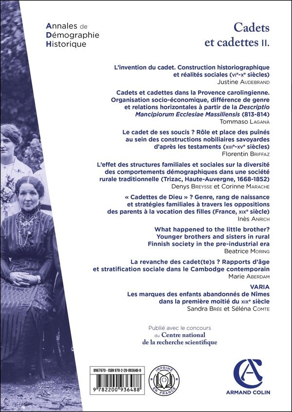 Quatrième de couverture de « ANNALES DE DEMOGRAPHIE HISTORIQUE N 2/2025 »