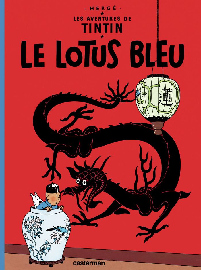 Couverture du livre « TINTIN - T05 - LE LOTUS BLEU », librairie Les Contes Infusés à Corte