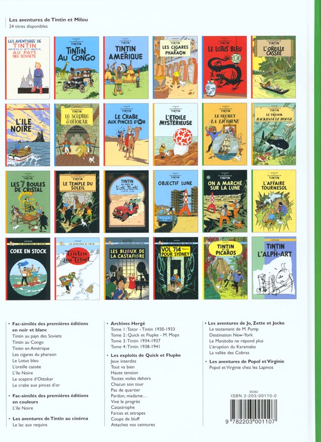 Quatrième de couverture de « TINTIN - T11 - LE SECRET DE LA LICORNE »