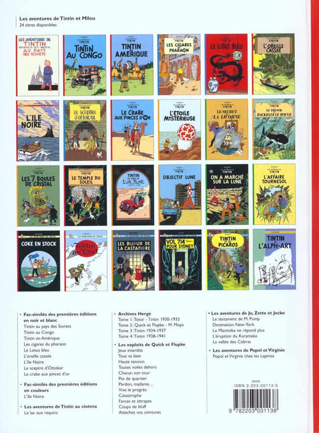 Quatrième de couverture de « TINTIN - T14 - LE TEMPLE DU SOLEIL »
