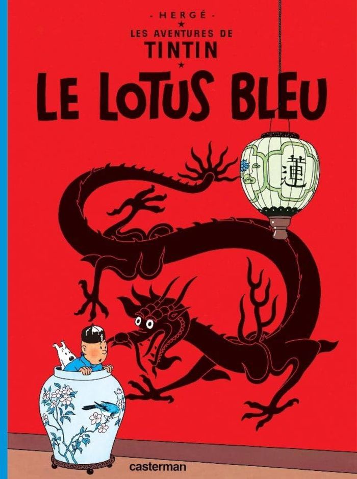 Couverture du livre « Le Lotus bleu » de Hergé, librairie Les Contes Infusés à Corte