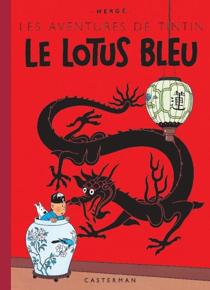 Couverture du livre « Le lotus bleu » de Hergé, librairie Les Contes Infusés à Corte