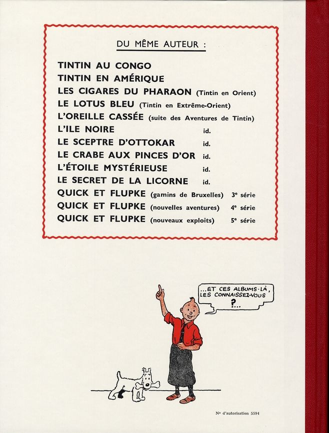 Quatrième de couverture de « Le crabe aux pinces d'or »