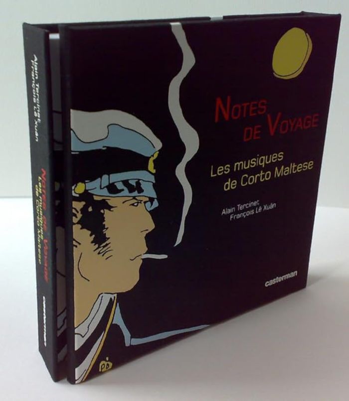 Couverture du livre « CORTO MALTESE - NOTES DE VOYAGE - LES MUSIQUES DE CORTO MALTESE-COFFRET LIVRE + 3 CD » de Xuan/tercinet Le, librairie Les Contes Infusés à Corte