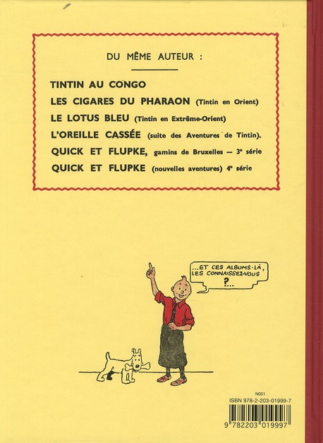 Quatrième de couverture de « Tintin en Amérique »