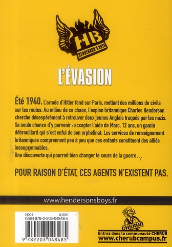 Quatrième de couverture de « L'évasion »