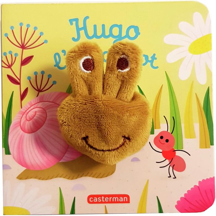 Couverture du livre « LES BEBETES - T107 - HUGO L'ESCARGOT - LIVRE MARIONNETTE POUR BEBE - DES 3 MOIS » de Chetaud/imagebooks, librairie Les Contes Infusés à Corte