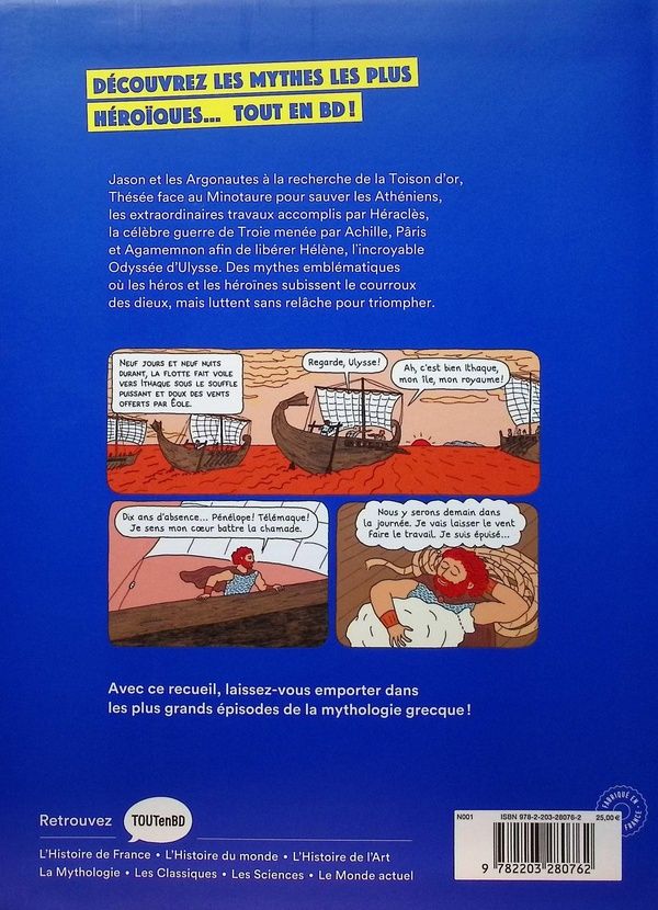 Quatrième de couverture de « Héros et héroïnes de la mythologie grecque en BD »