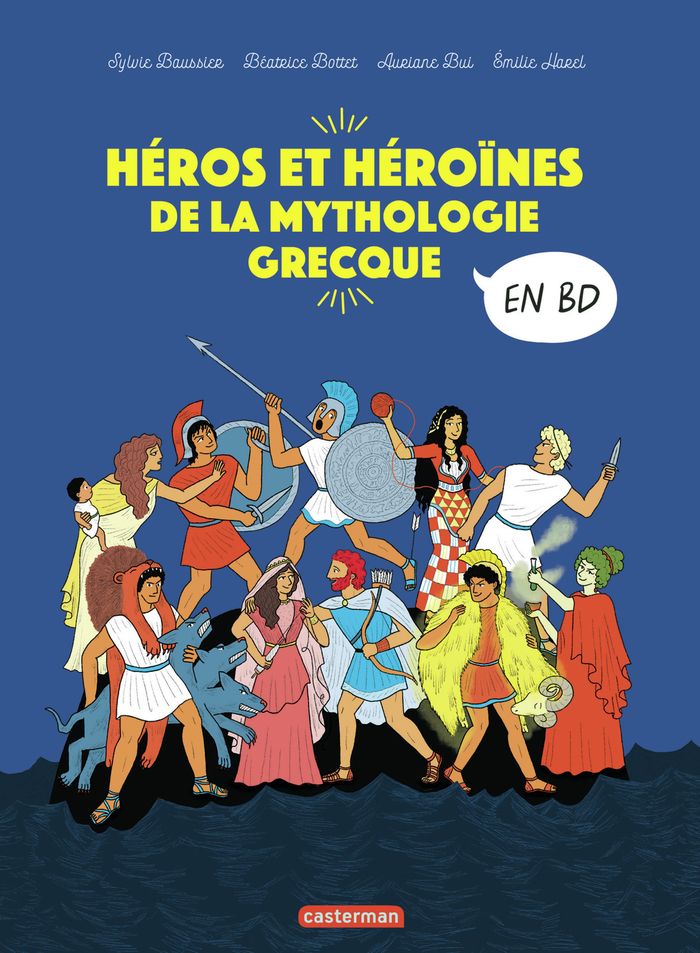 Couverture du livre « Héros et héroïnes de la mythologie grecque en BD » de Sylvie Baussier, librairie Les Contes Infusés à Corte