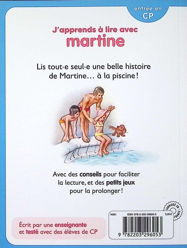 Quatrième de couverture de « Martine apprend à nager »