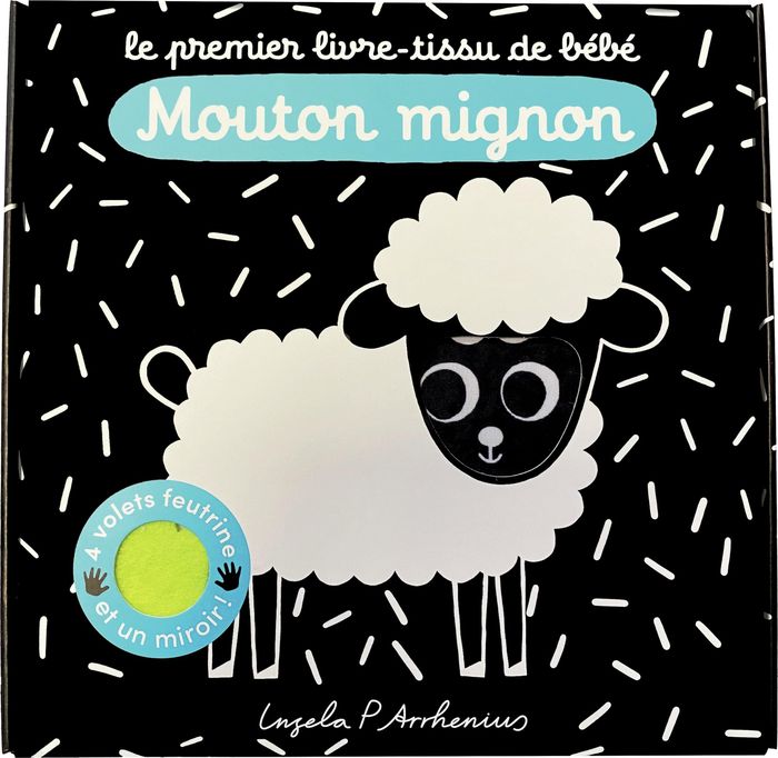 Couverture du livre « Mouton mignon : 4 volets feutrine et un miroir ! », librairie Les Contes Infusés à Corte