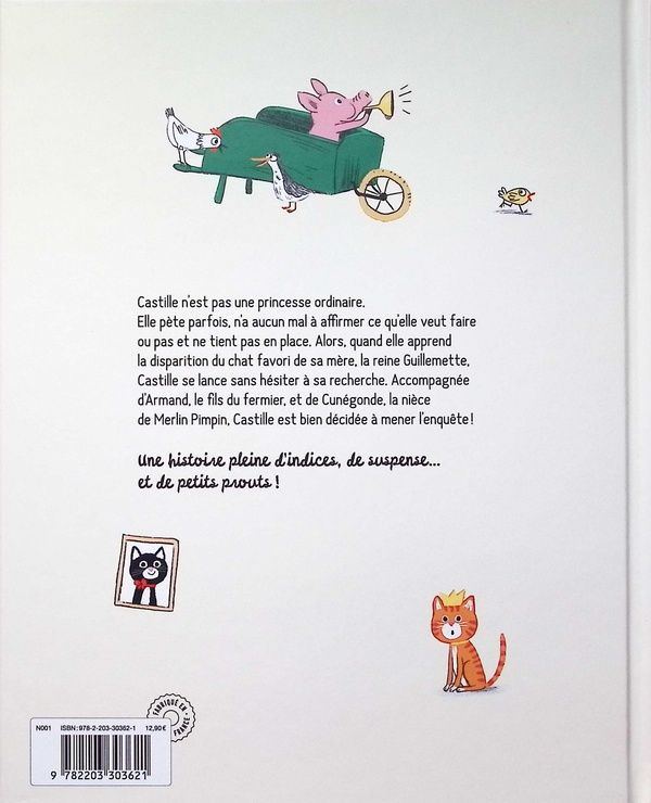 Quatrième de couverture de « La princesse qui pue qui pète mène l'enquête au château »