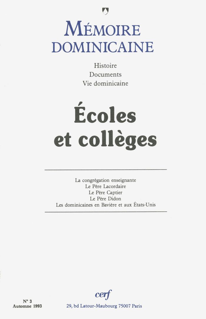Couverture du livre « MEMOIRE DOMINICAINE - NUMERO 3 ECOLES ET COLLEGES » de Collectif, librairie Les Contes Infusés à Corte