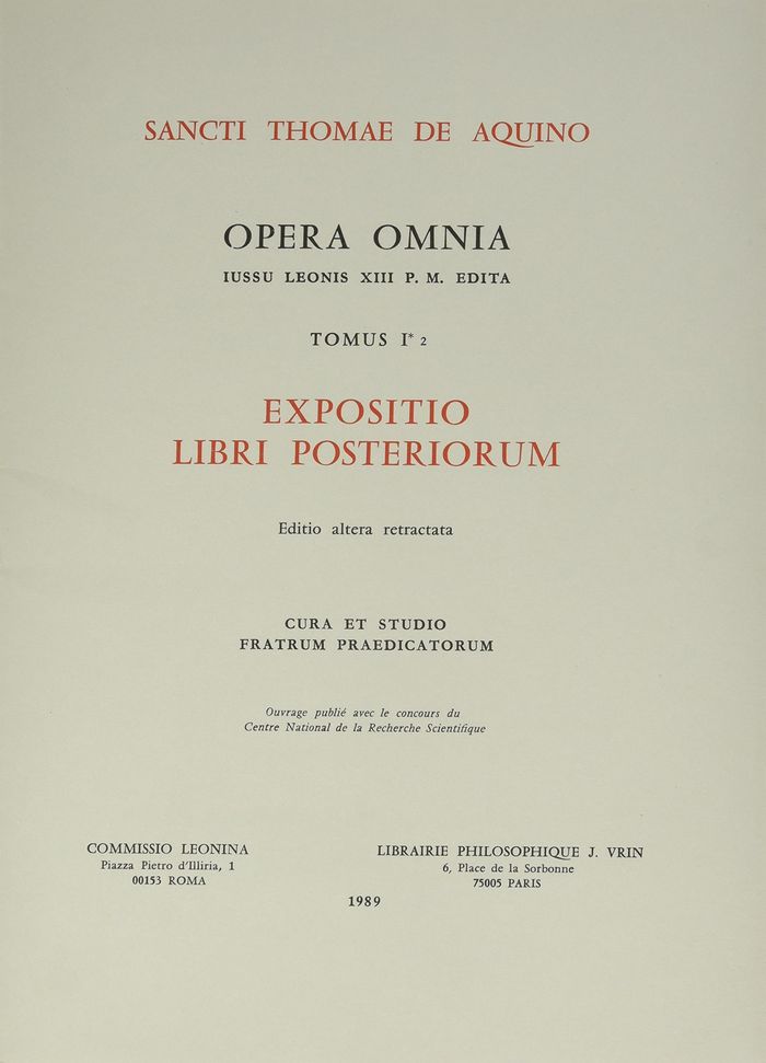 Couverture du livre « OPERA OMNIA - TOME 1,1 EXPOSITIO LIBRI PERYERMENIAS » de D'Aquin Thomas, librairie Les Contes Infusés à Corte