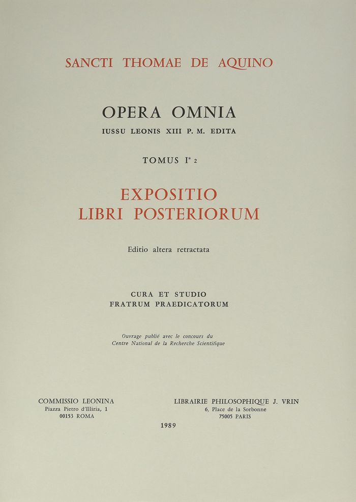 Couverture du livre « OPERA OMNIA - TOME 1 EXPOSITIO LIBRI POSTTERIORUM », librairie Les Contes Infusés à Corte