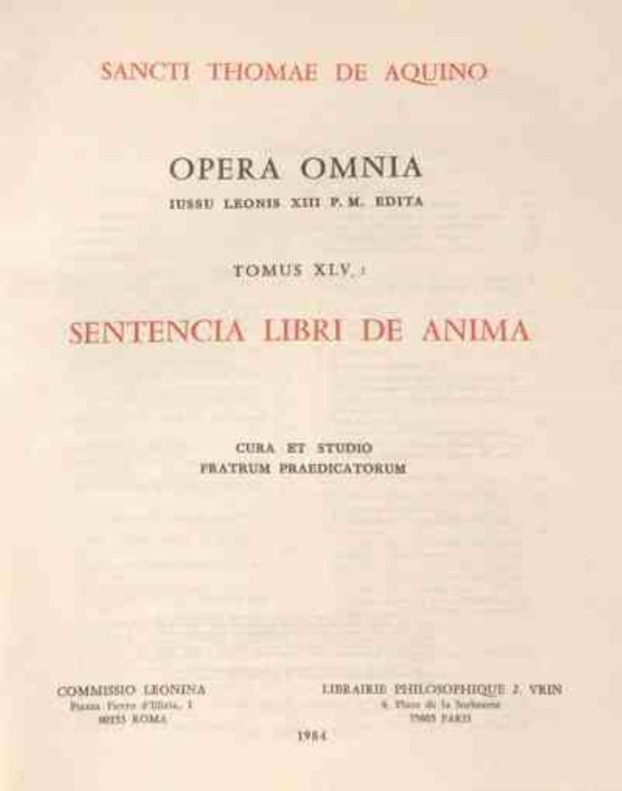 Couverture du livre « OPERA OMNIA - TOME 45 SENTENCIA LIBRI DE ANIMA » de D'Aquin Thomas, librairie Les Contes Infusés à Corte