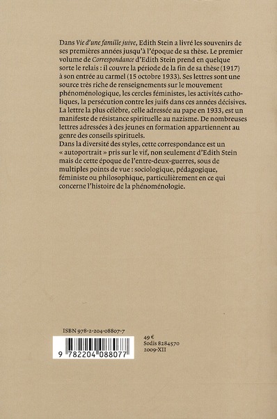 Quatrième de couverture de « CORRESPONDANCE 1 »