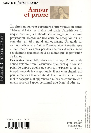 Quatrième de couverture de « AMOUR ET PRIERE »