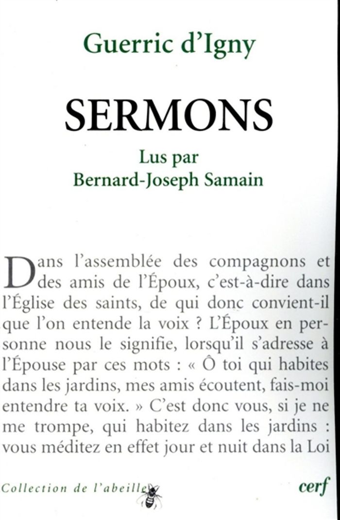 Couverture du livre « GUERRIC D'IGNY - SERMONS » de Igny/samain, librairie Les Contes Infusés à Corte