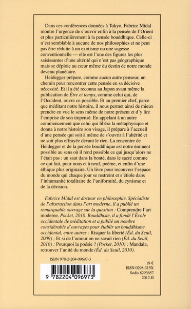 Quatrième de couverture de « Conférences de Tokyo : Martin Heidegger et la pensée bouddhique »