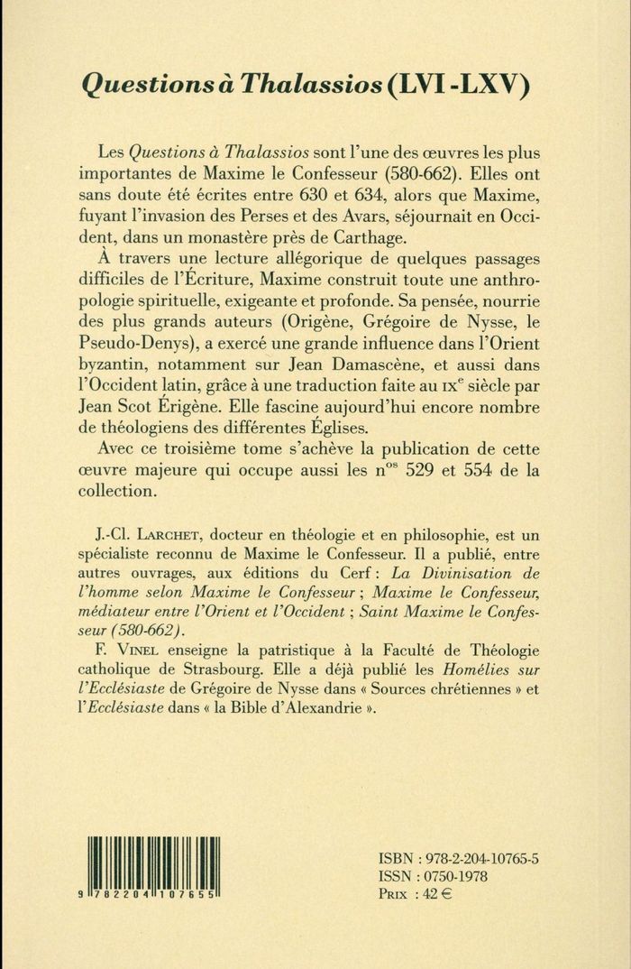Quatrième de couverture de « SC 569 QUESTIONS A THALASSIOS - TOME 3 (QUESTIONS 56 A 65) »