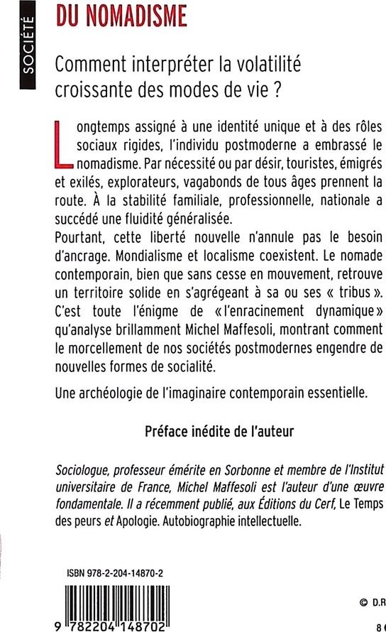 Quatrième de couverture de « Du nomadisme : vagabondages initiatiques »