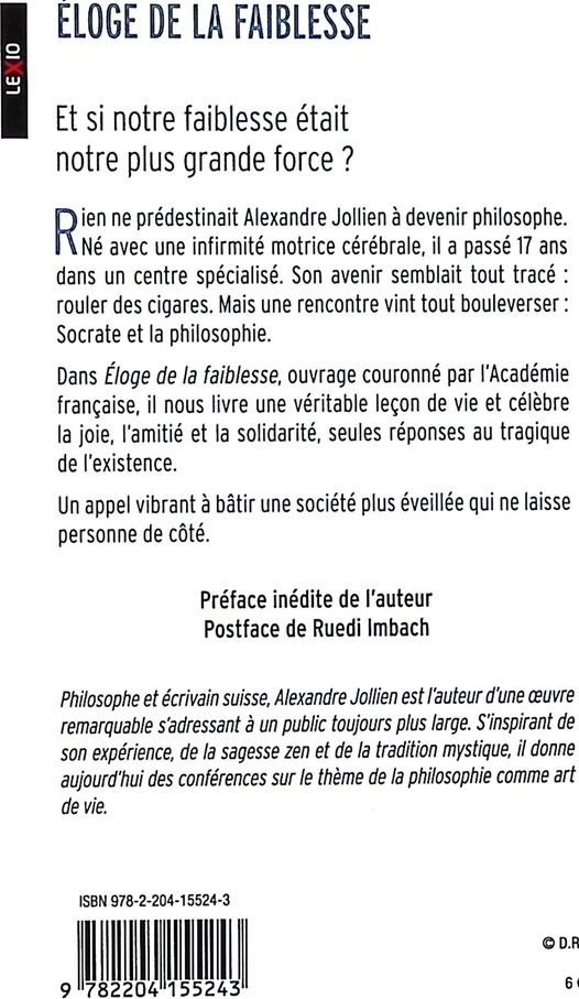 Quatrième de couverture de « Éloge de la faiblesse »