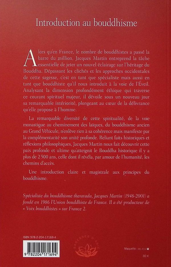 Quatrième de couverture de « Introduction au bouddhisme »