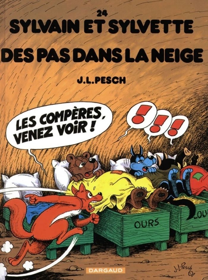 Couverture du livre « SYLVAIN ET SYLVETTE - TOME 24 - DES PAS DANS LA NEIGE » de Pesch, librairie Les Contes Infusés à Corte