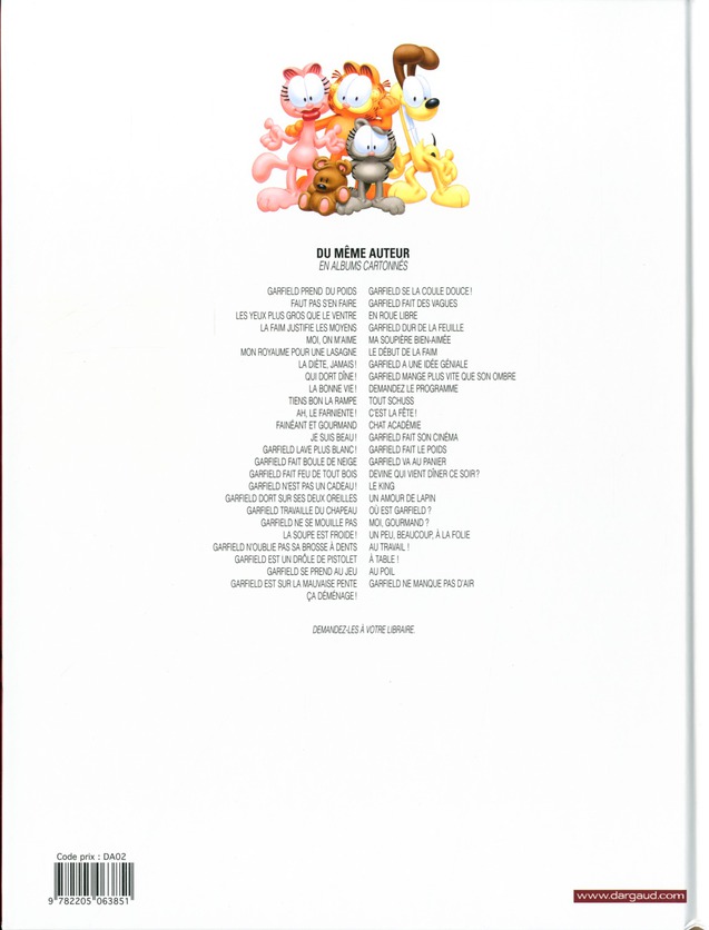 Quatrième de couverture de « GARFIELD - TOME 19 - GARFIELD TRAVAILLE DU CHAPEAU »