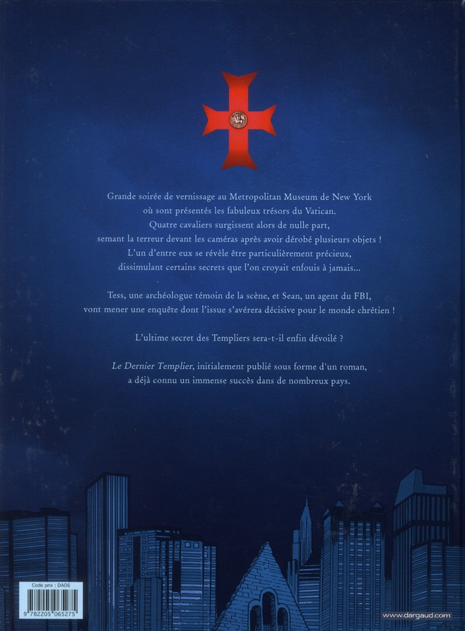 Quatrième de couverture de « LE DERNIER TEMPLIER - SAISON 1 - TOME 3 - L'EGLISE ENGLOUTIE »