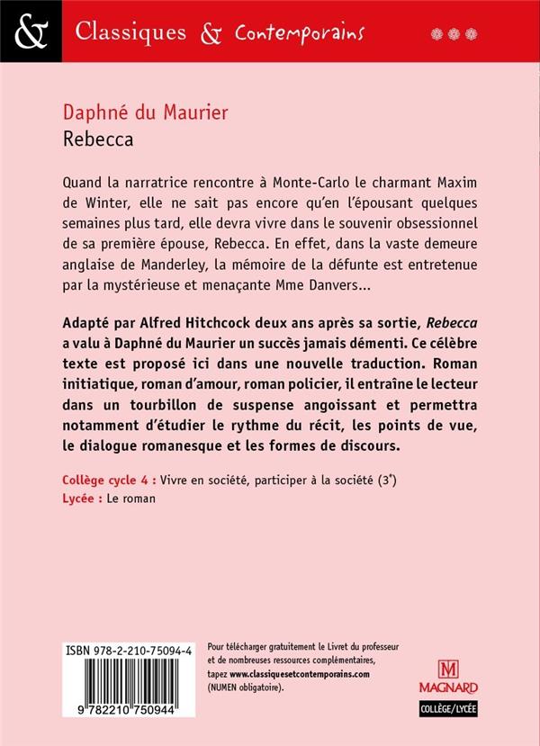 Quatrième de couverture de « Rebecca : [extraits] »