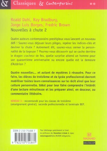 Quatrième de couverture de « Nouvelles à chute »