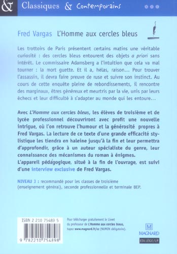 Quatrième de couverture de « L'homme aux cercles bleus »