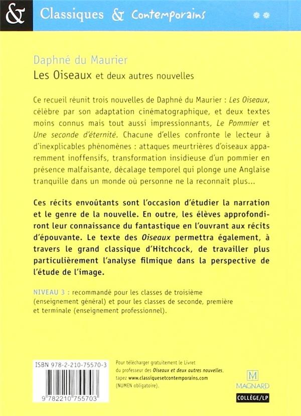 Quatrième de couverture de « Les oiseaux et deux autres nouvelles »