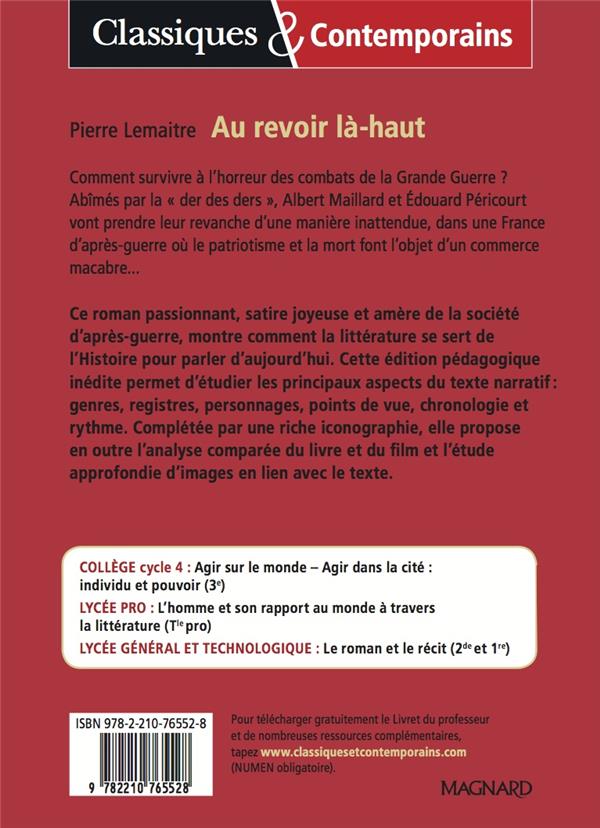 Quatrième de couverture de « Au revoir là-haut »