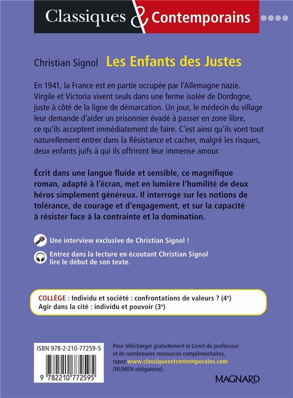 Quatrième de couverture de « Les enfants des Justes »