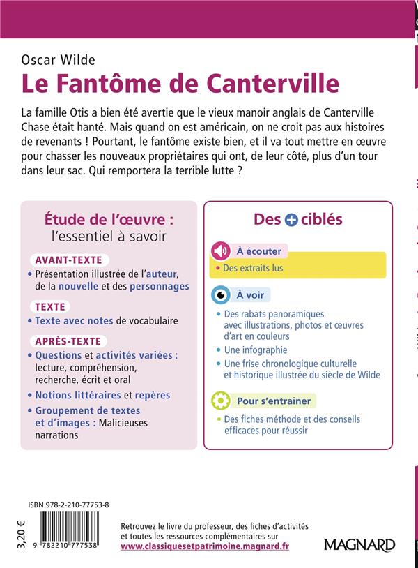 Quatrième de couverture de « Le fantôme de Canterville »