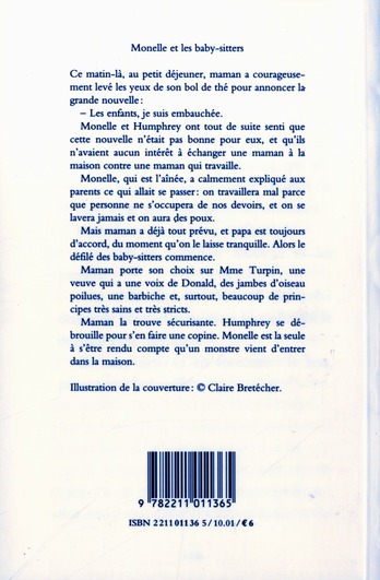 Quatrième de couverture de « MONELLE ET LES BABY-SITTERS »