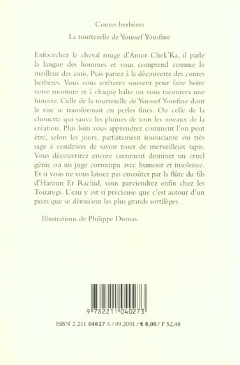 Quatrième de couverture de « CONTES BERBERES - LA TOURTERELLE DE YOUSSEF YOUSFINE »