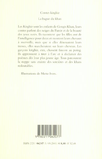 Quatrième de couverture de « CONTES KIRGHIZ BAGUE DU KHAN »