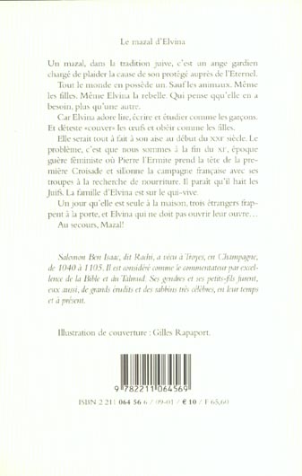 Quatrième de couverture de « LE MAZAL D'ELVINA »